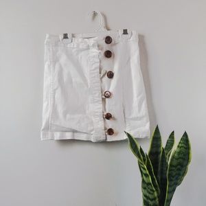 Clad & Cloth - White Mini Skirt with Buttons